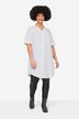 Blouse longue en popeline, décolleté en V et manches courtes
