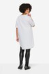 Blouse longue en popeline, décolleté en V et manches courtes