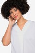 Blouse longue en popeline, décolleté en V et manches courtes