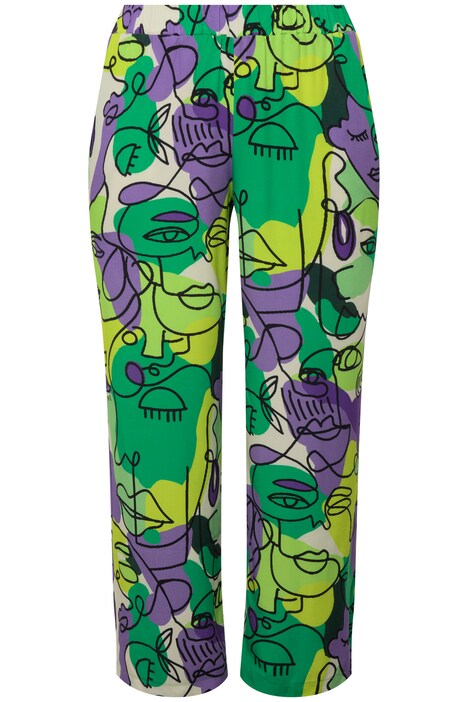 Straight Cut Elastic Waist Pants with All-Over Print