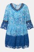 Tunika, A-form, voile, allover-print, blondeflæser