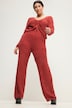 Pantalon en maille ajourée à coupe large, taille élastique et short opaque
