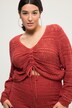 Ajour-sweater i loos fit, med samlingsbånd, bølgesøm og lange ærmer
