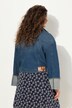 Veste en jean, franges et col chemise, large revers aux extrémités des manches
