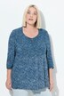 Gerimpelde blouse, stippen, A-lijn, ronde hals, 3/4-mouwen