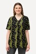 T-shirt, bloemen, sierplooien, V-hals, korte mouwen