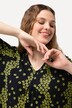 T-shirt, bloemen, sierplooien, V-hals, korte mouwen