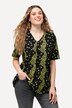 T-shirt, bloemen, sierplooien, V-hals, korte mouwen
