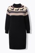 Robe en maille à motif norvégien chiens, manches longues et col montant