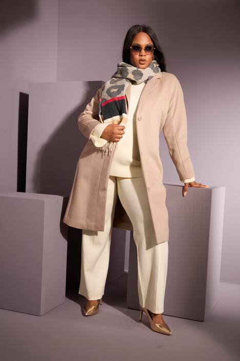 Manteau point sellier, col à revers et patte de boutonnage