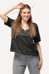T-shirt à manches courtes, avec étoile métallique. Décolleté en forme de cœur et ruban à froncer.