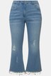 7/8-jeans, rette ben, kant med perlekanter, 5-lommer