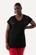 T-shirt con ricami con paillettes, scollo a V e mezze maniche