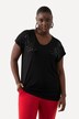 T-shirt con ricami con paillettes, scollo a V e mezze maniche