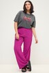 Pantalón, pernera ancha, crespón, cintura elástica