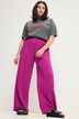 Pantalón, pernera ancha, crespón, cintura elástica