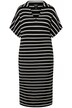 Úpletové midi šaty, pruhy, límeček, krátké rukávy