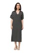 Úpletové midi šaty, pruhy, límeček, krátké rukávy