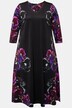 Robe au tombé fluide, coupe trapèze. Décolleté en V et manches 3/4. Imprimé floral.