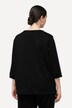 Sweat-shirt à col rond et manches 3/4. Œillets fantaisie. Matière extrêmement douce et confortable.