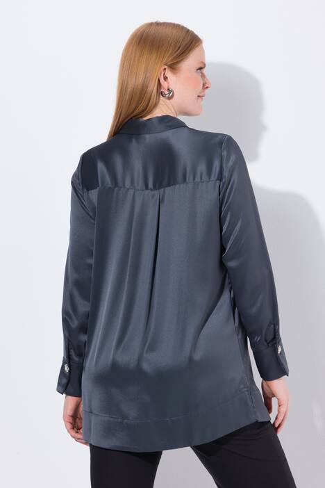 Blouse, acetaat, A-lijn, overhemdkraag, lange mouwen