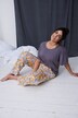 Pyjama, bloemen, bootnek, halve mouwen, zakken