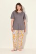 Pyjama, bloemen, bootnek, halve mouwen, zakken