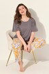 Pyjama, bloemen, bootnek, halve mouwen, zakken