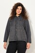Denimskjorte, flannelsindsats, skjortekrave, frynser, lange ærmer