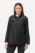 Chemisier en jean à manches longues. Délavage acid washed. Col chemise.