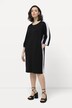 Jersey jurk, sierstrepen, boothals, 3/4-mouwen
