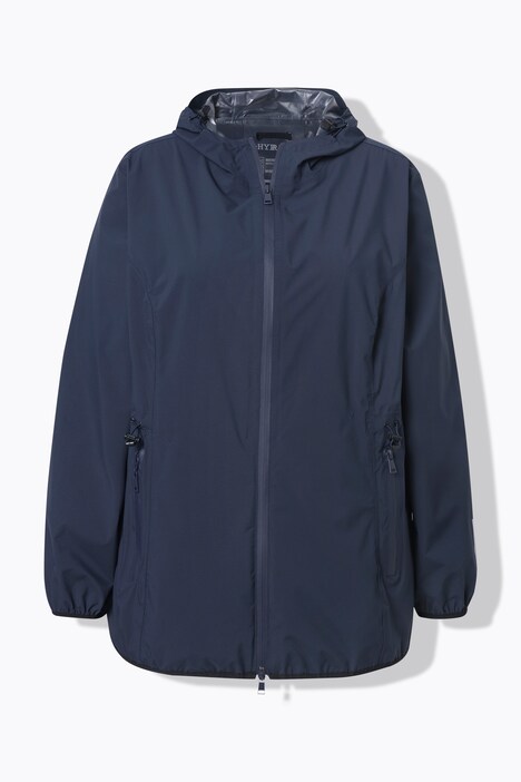 Veste de pluie imperméable, avec fermeture à glissière à double sens et pochette de rangement