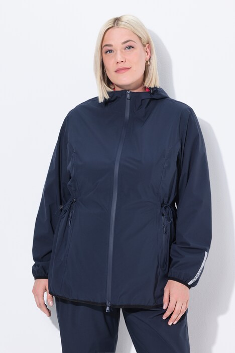 Veste de pluie imperméable, avec fermeture à glissière à double sens et pochette de rangement