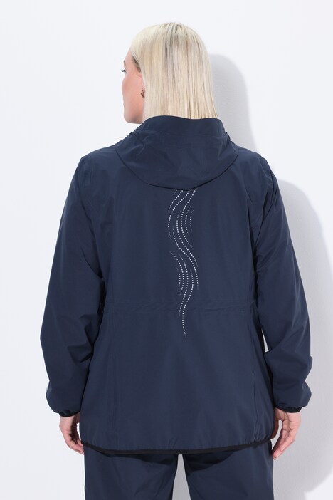 Veste de pluie imperméable, avec fermeture à glissière à double sens et pochette de rangement