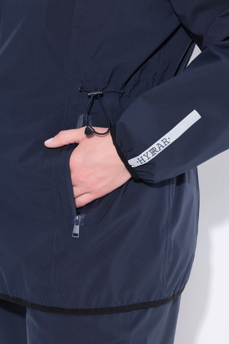 Veste de pluie imperméable, avec fermeture à glissière à double sens et pochette de rangement