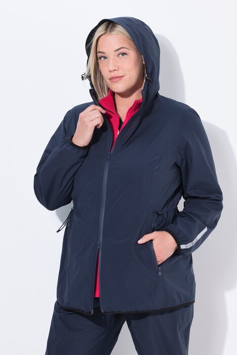 Veste de pluie imperméable, avec fermeture à glissière à double sens et pochette de rangement
