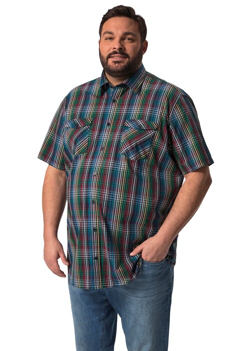 Kostkovaná košile Boston Park, břišní střih, krátké rukávy, Comfort střih, do 8XL