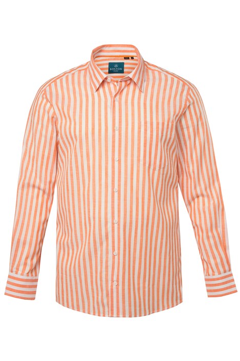 Košile Boston Park, lněný vzhled, dlouhé rukávy, pruhy, Kent límeček, Comfort střih, do 8XL