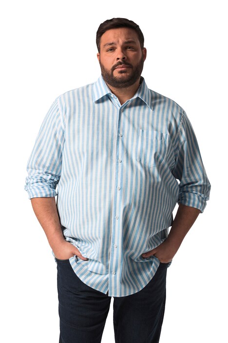 Košile Boston Park, lněný vzhled, dlouhé rukávy, pruhy, Kent límeček, Comfort střih, do 8XL