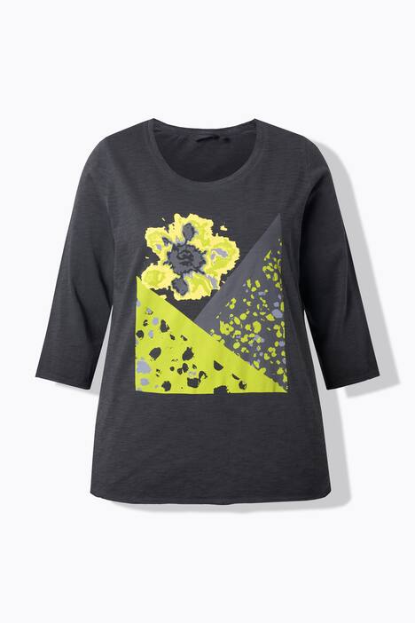 Shirt, patchprint, ronde hals, 3/4-mouwen, rolranden