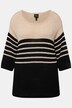 Pull à rayures oversized, col rond et manches 3/4