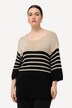 Pull à rayures oversized, col rond et manches 3/4