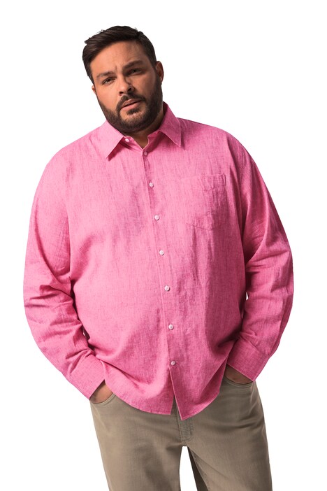 Košile Boston Park, lněná směs, dlouhé rukávy, pruhy, Kent límeček, Comfort střih, do 8XL