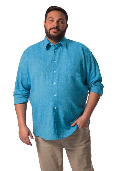 Košile Boston Park, lněná směs, dlouhé rukávy, pruhy, Kent límeček, Comfort střih, do 8XL