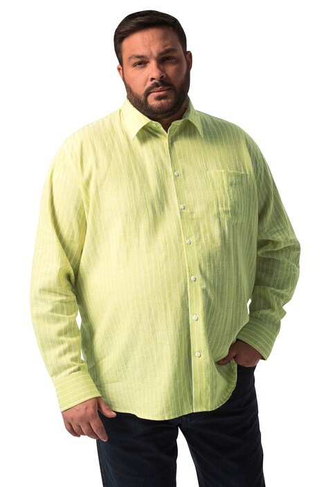 Košile Boston Park, lněná směs, dlouhé rukávy, pruhy, Kent límeček, Comfort střih, do 8XL