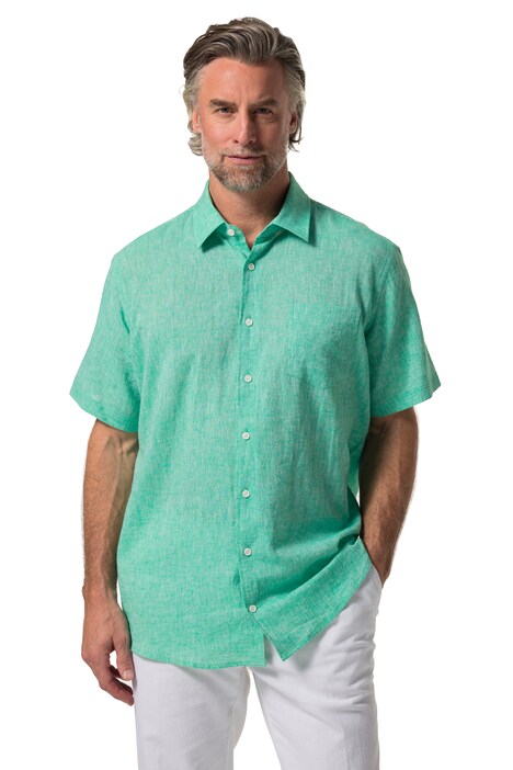 Košile Boston Park, lněná směs, krátké rukávy, pruhy, Kent límeček, Comfort střih, do 8XL