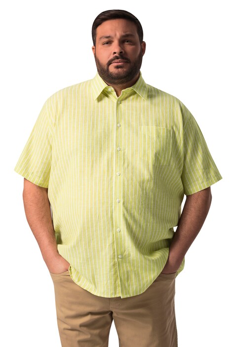 Košile Boston Park, lněná směs, krátké rukávy, pruhy, Kent límeček, Comfort střih, do 8XL