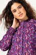 Bluse, smockdetaljer, A-linje, ståkrage, lange ermer