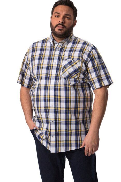 Kostkovaná košile Boston Park, krátké rukávy, límeček s knoflíky, Comfort střih, do 8XL