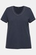 Camiseta, cold dyed, remaches decorativos, escote en V, media manga